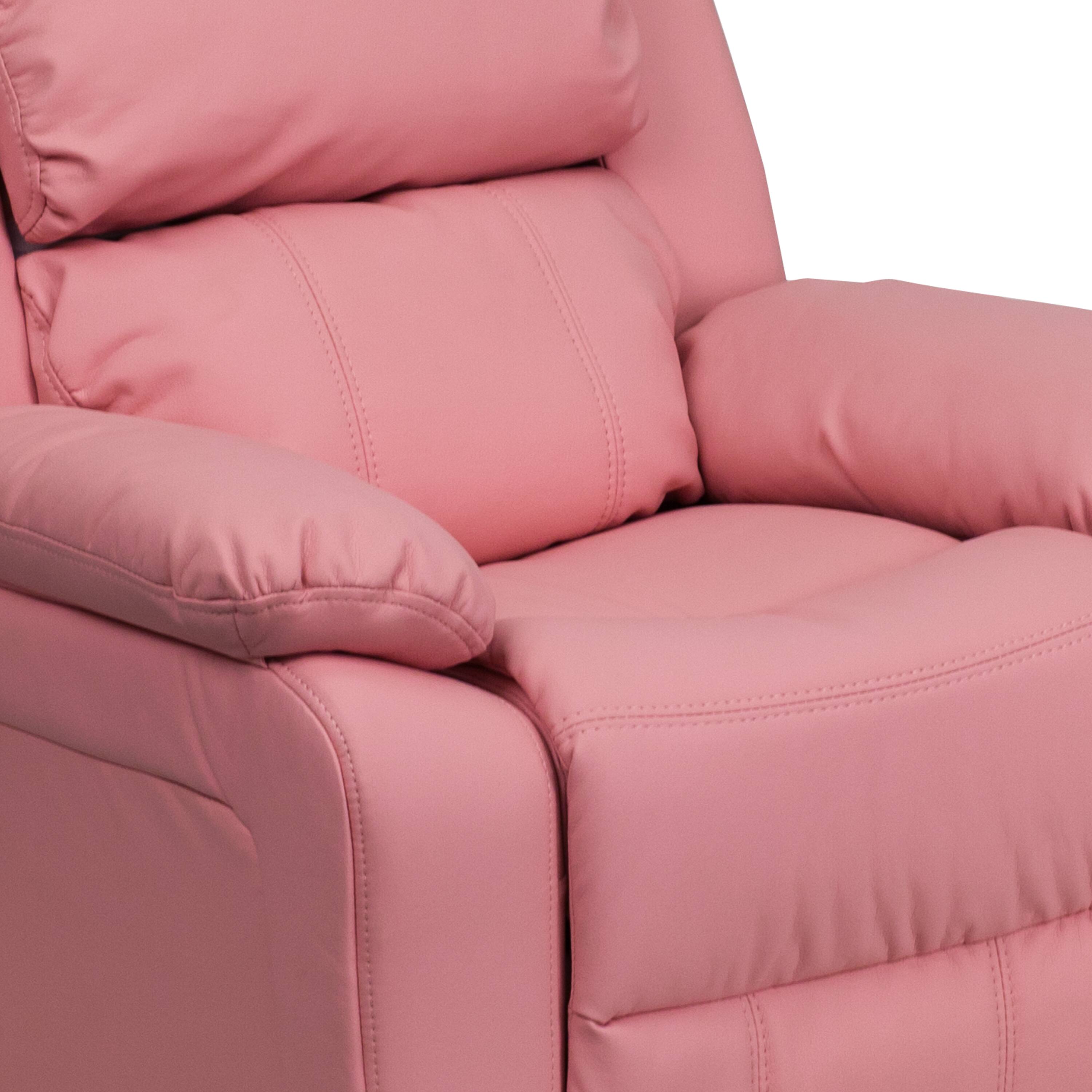 Alt View 9. Emma + Oliver - Deluxe Padded Contemporary Kids Recliner with Storage Arms - Pink Vinyl.