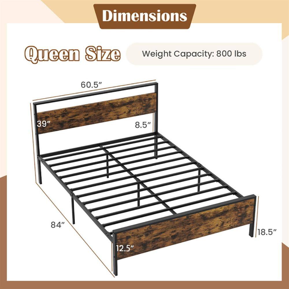 Dimensions  
Queen Size  
Weight Capacity: 800 lbs  

60.5"  
39"  
8.5"  
84"  
18.5"  
12.5"