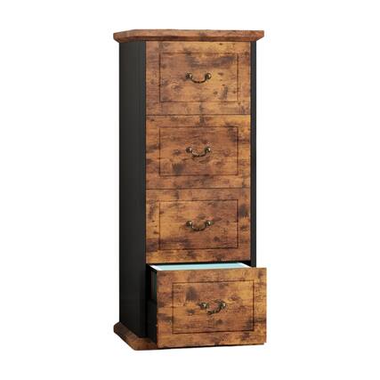 Front. SlickBlue - Wood Finish 4-Drawer Vertical File Cabinet for Office Organization - Rustic Brown.