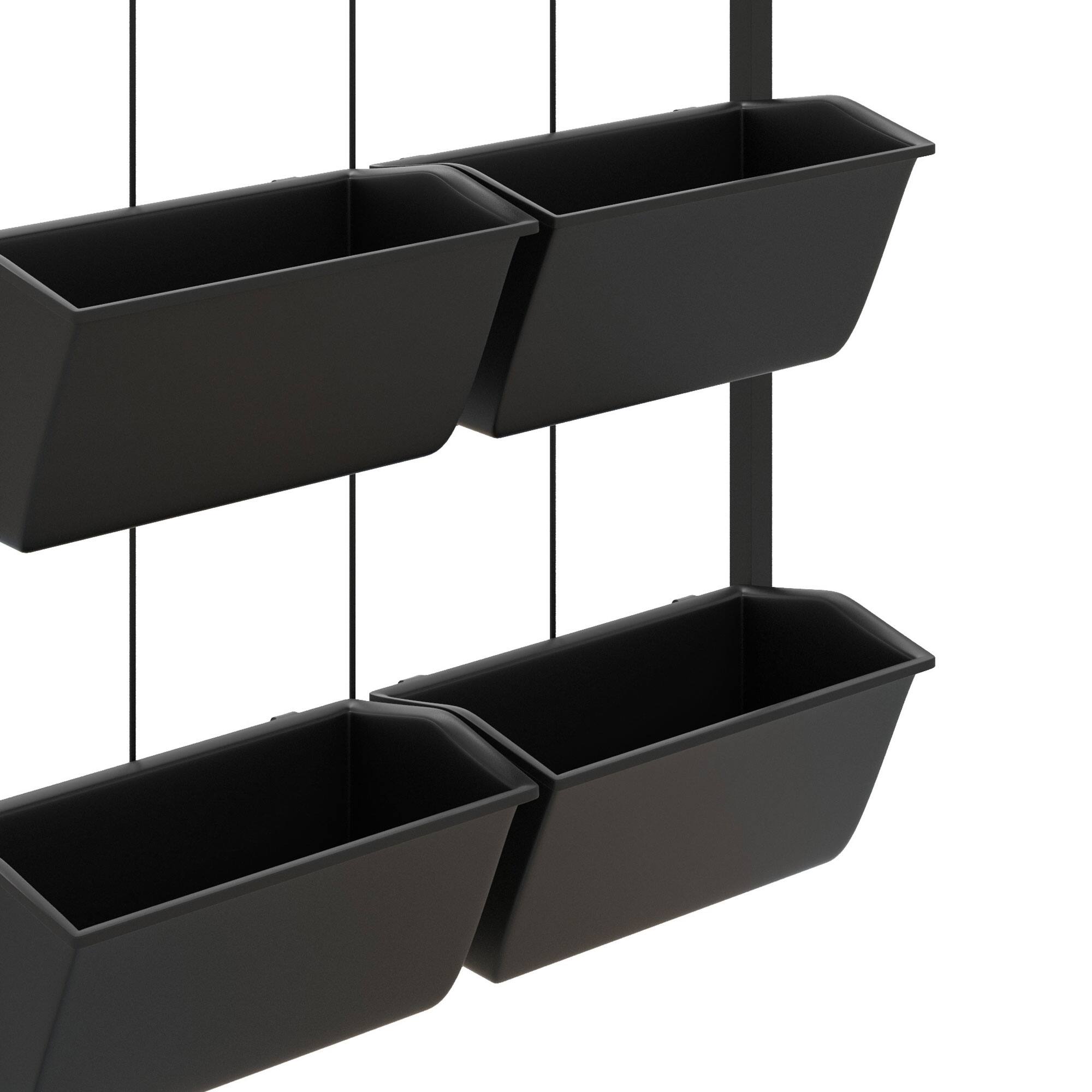 Alt View 7. Outsunny - 3-Tier Wall Planter with 6 Pots for Indoor and Outdoor Use, Hanging Plant Holder - Black.