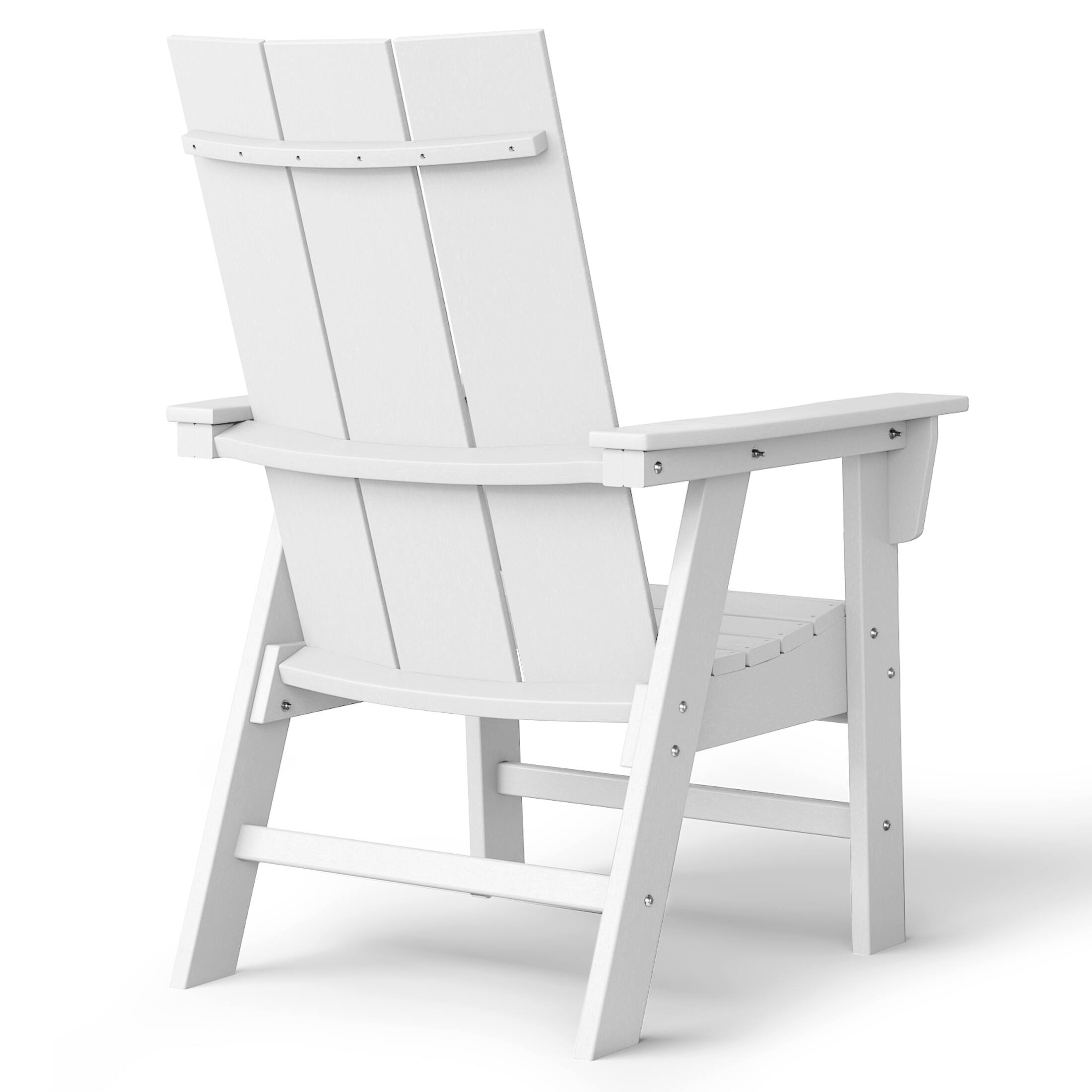 Left. WestinTrends - WestinTrends Ashore Outdoor Patio HDPE Plastic Modern Adirondack Dining Chair - White.