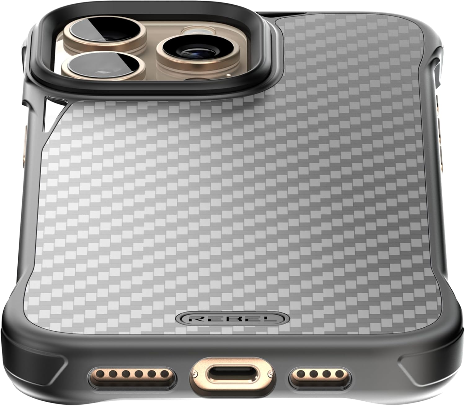 Back. Rebel - Rebel - Rebel FLEX Series Case For Apple iPhone 16 Pro Max - Black/Aramid Fiber - Black.