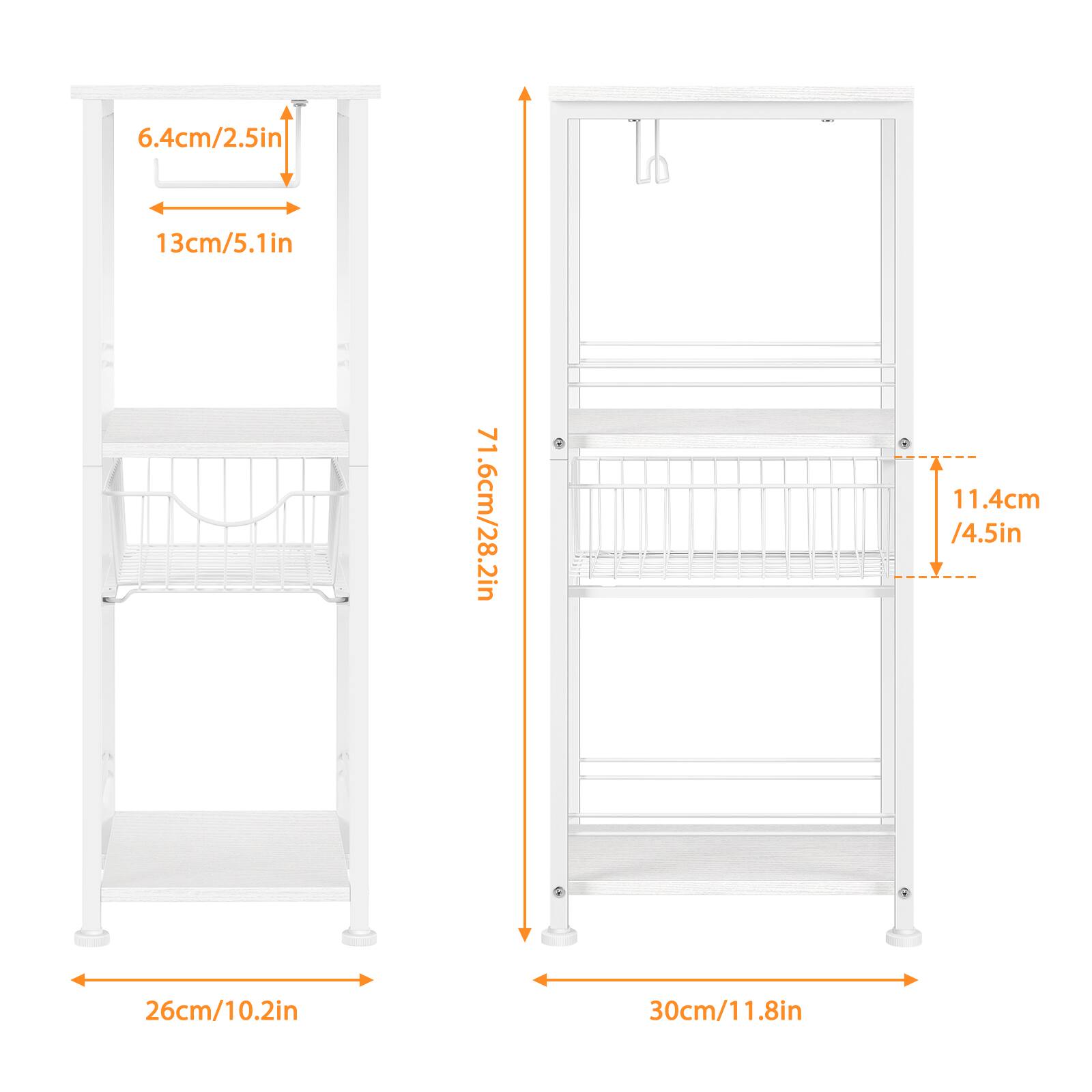 6.4cm/2.5in  
13cm/5.1in  
71.6cm/28.2in  
11.4cm/4.5in  
26cm/10.2in  
30cm/11.8in