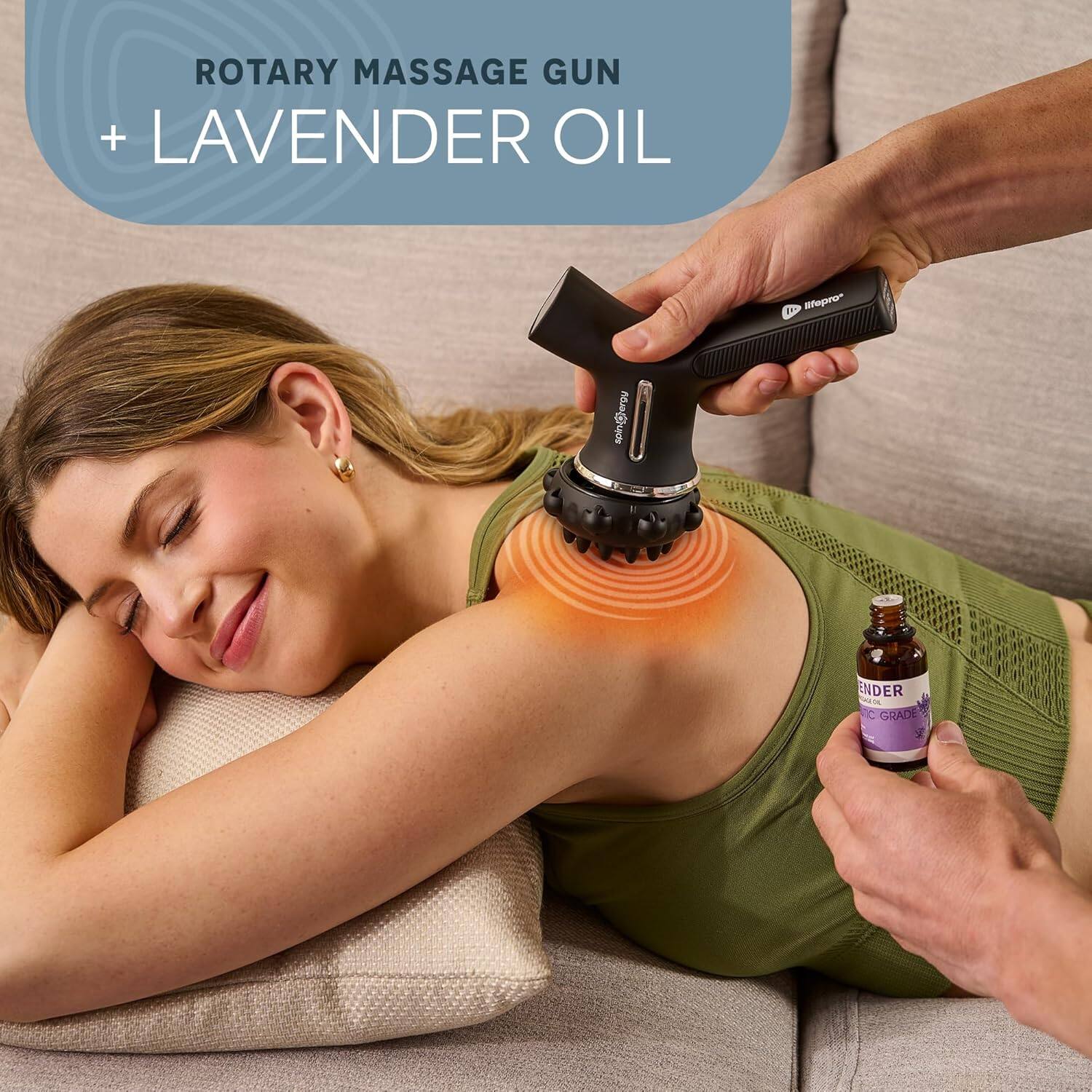 ROTARY MASSAGE GUN + LAVENDER OIL