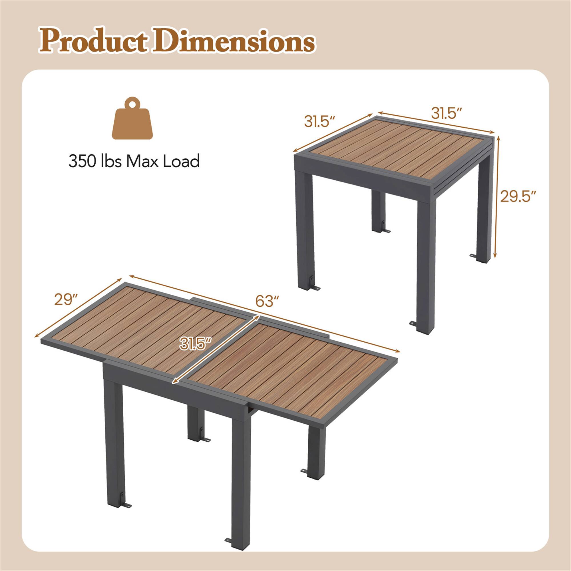 Product Dimensions

350 lbs Max Load

- Length: 63"
- Width: 31.5"
- Height: 29"
- Tabletop Height: 29.5"