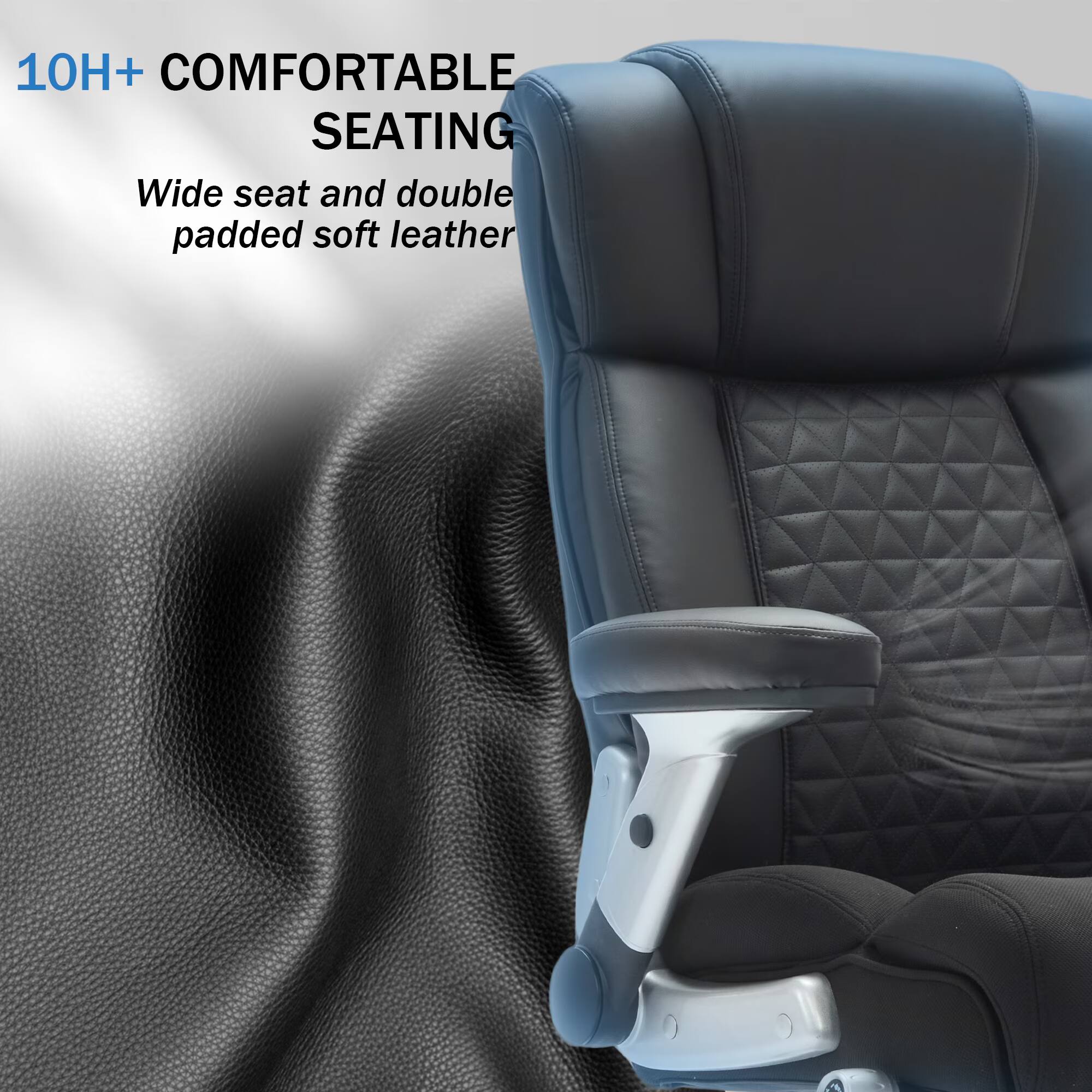 10H+ COMFORTABLE SEATING  
Wide seat and double padded soft leather