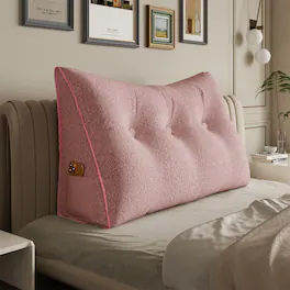 wowmax - Twin Plush Headboard Wedge - Soft Triangle Reading Pillow for Sitting Up in Bed Support - Pink