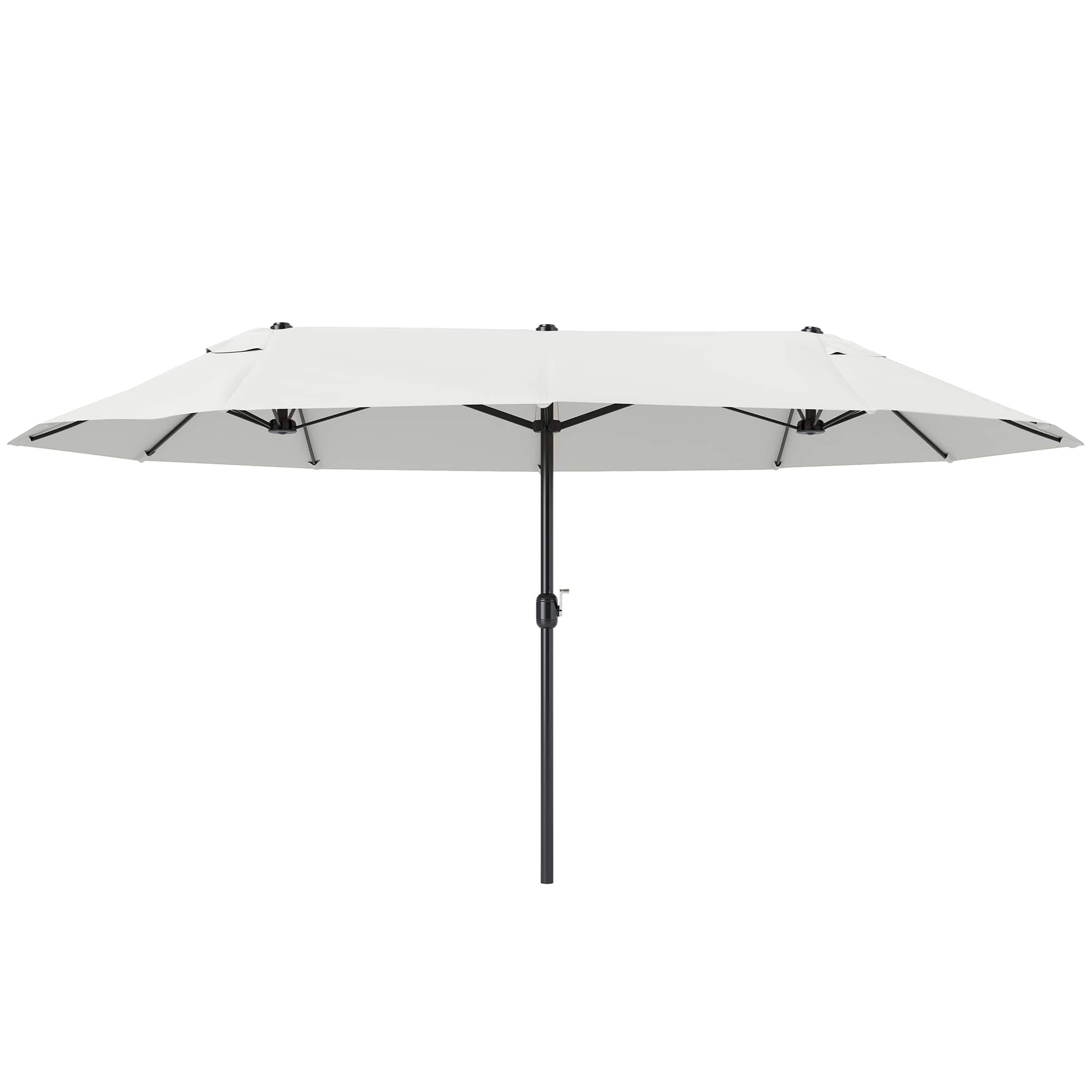 Outsunny - 15ft Patio Umbrella Double-Sided Outdoor Market Extra Large Umbrella with Crank Handle for Deck, Lawn, Backyard and Pool - Cream White