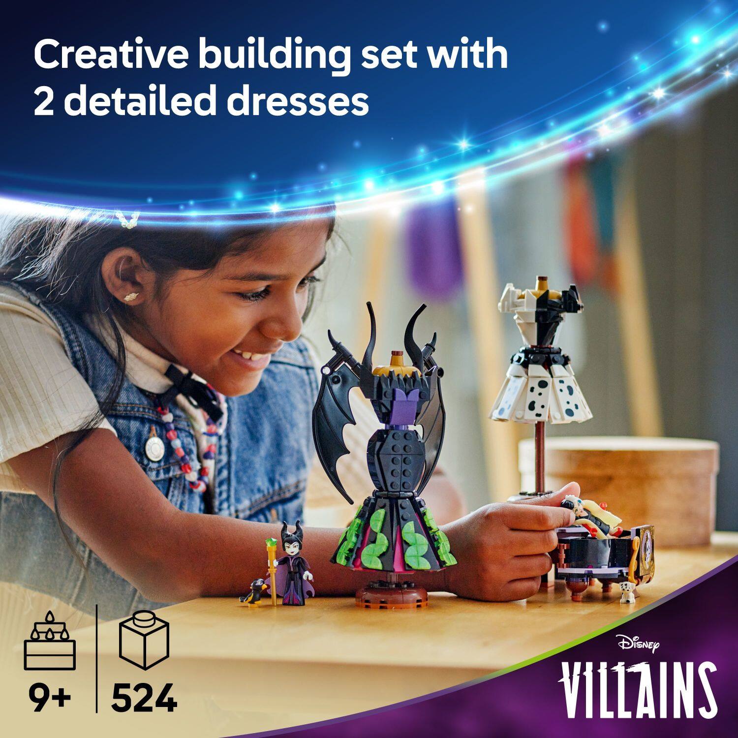 Creative building set with 2 detailed dresses 9+ 524 Disney VILLAINS