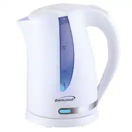 Brentwood - 1.7L 1100W 360 Cordless Electric Kettle with Concealed Stainless Steel Heating Element - White