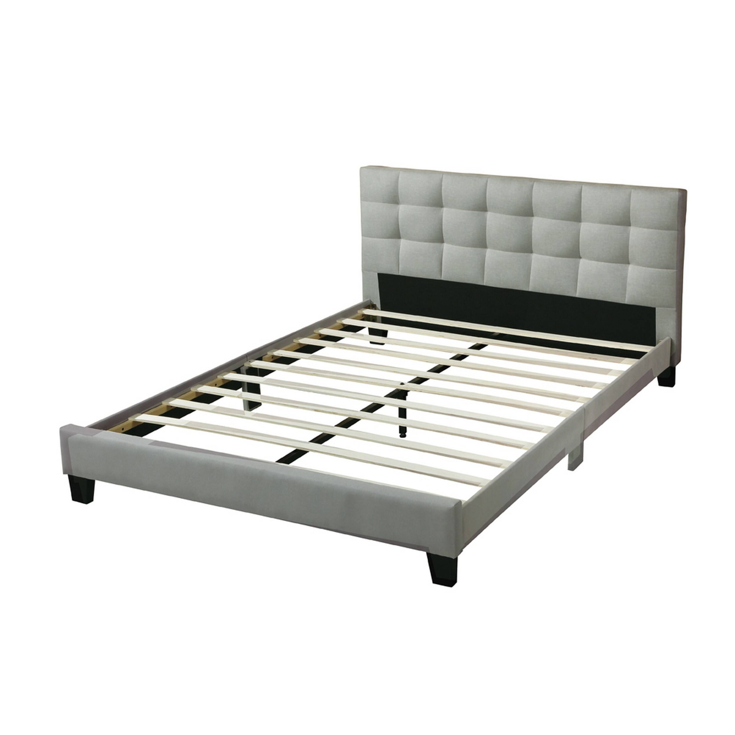 Alt View 1. Manhattan Lane - Dex Modern Platform Full Size Bed, Plush Tufted Upholstery - Light Gray.