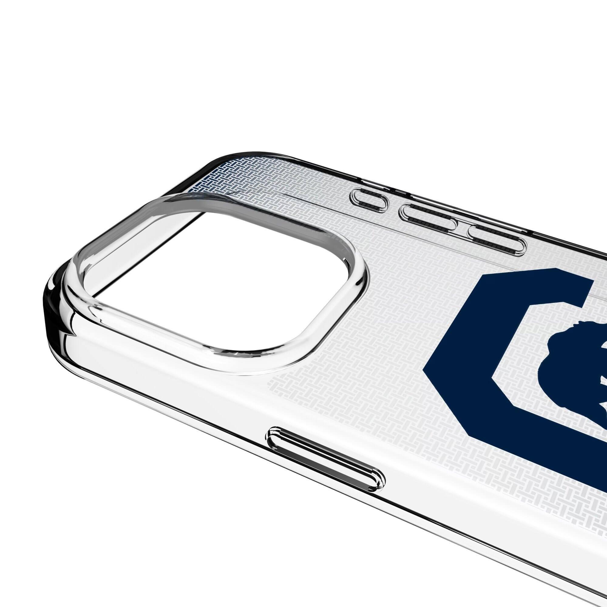 Alt View 2. Keyscaper - Cal Bears Linen Logo iPhone Clear Case - 16 Plus - Multicolor.