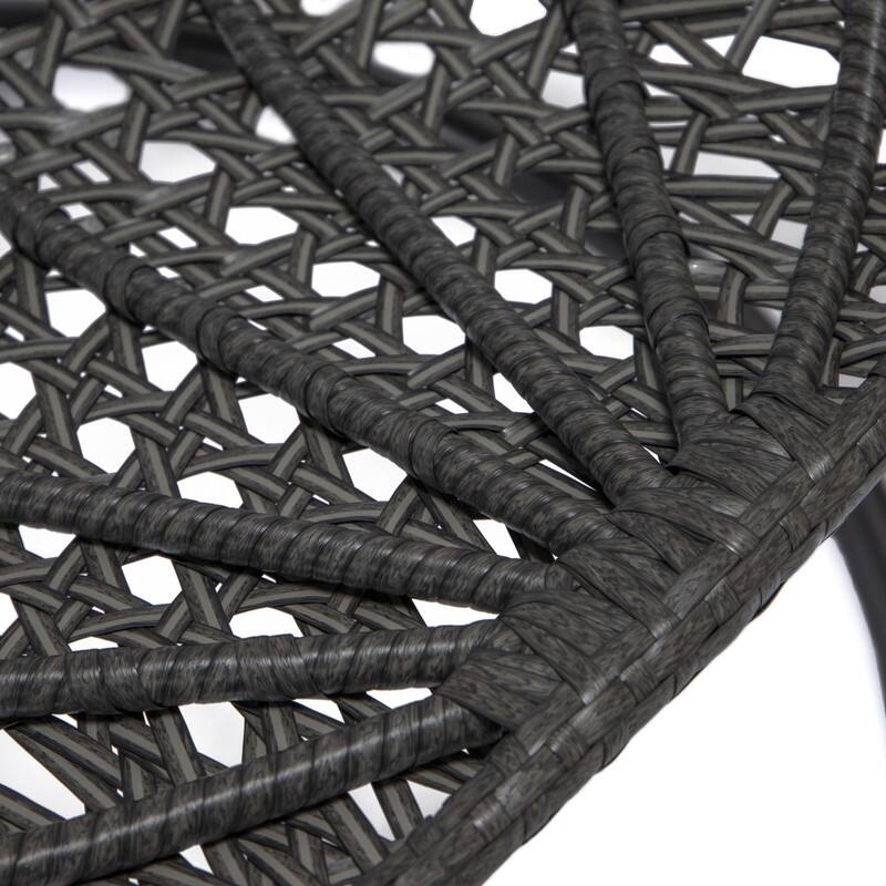 Alt View 4. LeisureMod - LeisureMod Charcoal Wicker Outdoor Egg Swing Chair with Steel Stand - UV & Rust Resistant Single Seat for Patio - Orange.