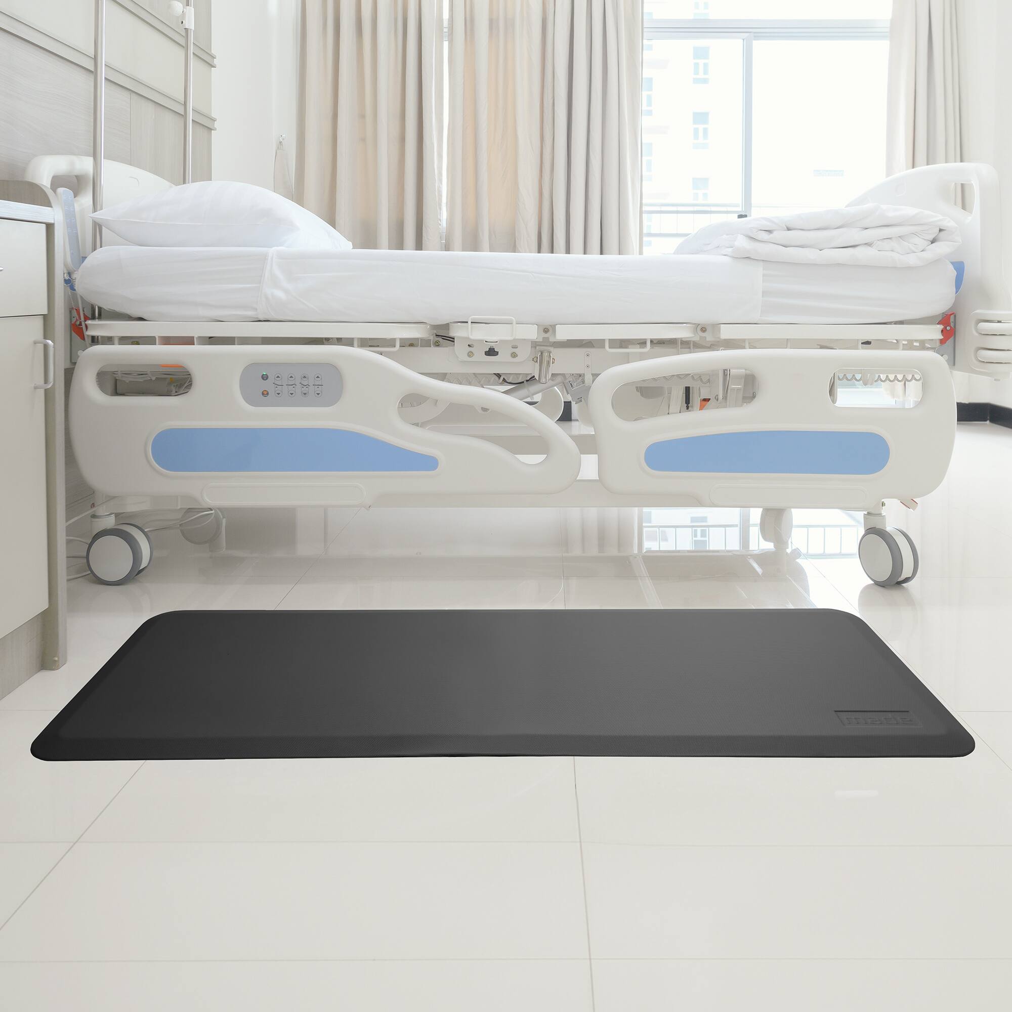 Alt View 1. Made Medical - 73 x 24-in Bedside Non-Slip Fall Mat - Anti Skid Pad for Elderly - Black.