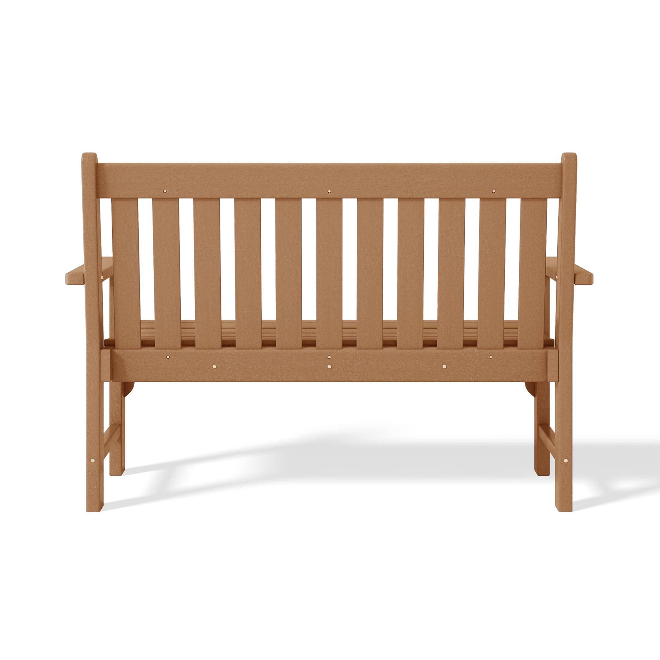 Alt View 3. WestinTrends - WestinTrends Malibu Outdoor 2-Person All-Weather HDPE Front Porch Garden Bench - Teak.