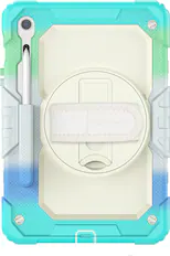 Front. SaharaCase - Raider Series Heavy Duty Case with Hand Strap for Samsung Galaxy Tab S10 Lite (2025), Tab S10 FE, S9 and S9 FE - Iridescent Blue.