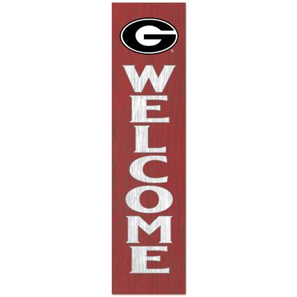 Front. Jardine - Georgia Bulldogs 12'' x 48'' Welcome Outdoor Leaner - Red.