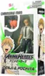 The image features a Chainsaw Man action figure, which is part of the Anime Heroes series. The figure is displayed in a box, and there is a warning label on the box indicating that it is not suitable for children under three years of age due to choking hazards. The box also has an advertisement for the product.