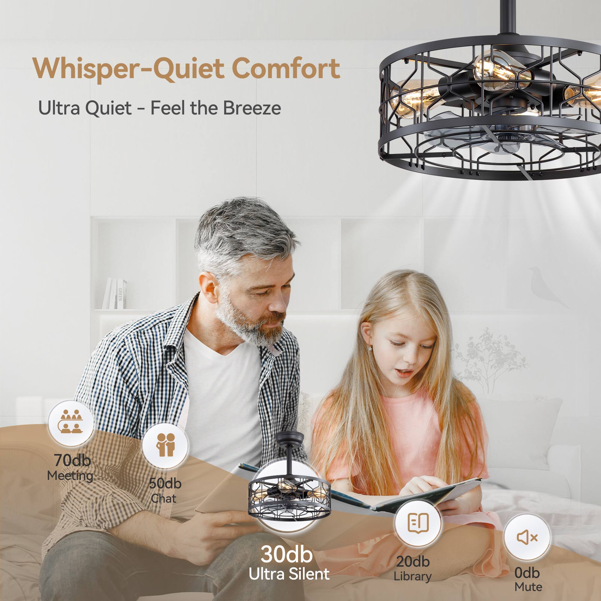 Whisper-Quiet Comfort, Ultra Quiet - Feel the Breeze

70db Meeting
50db Chat
30db Ultra Silent
20db Library
0db Mute