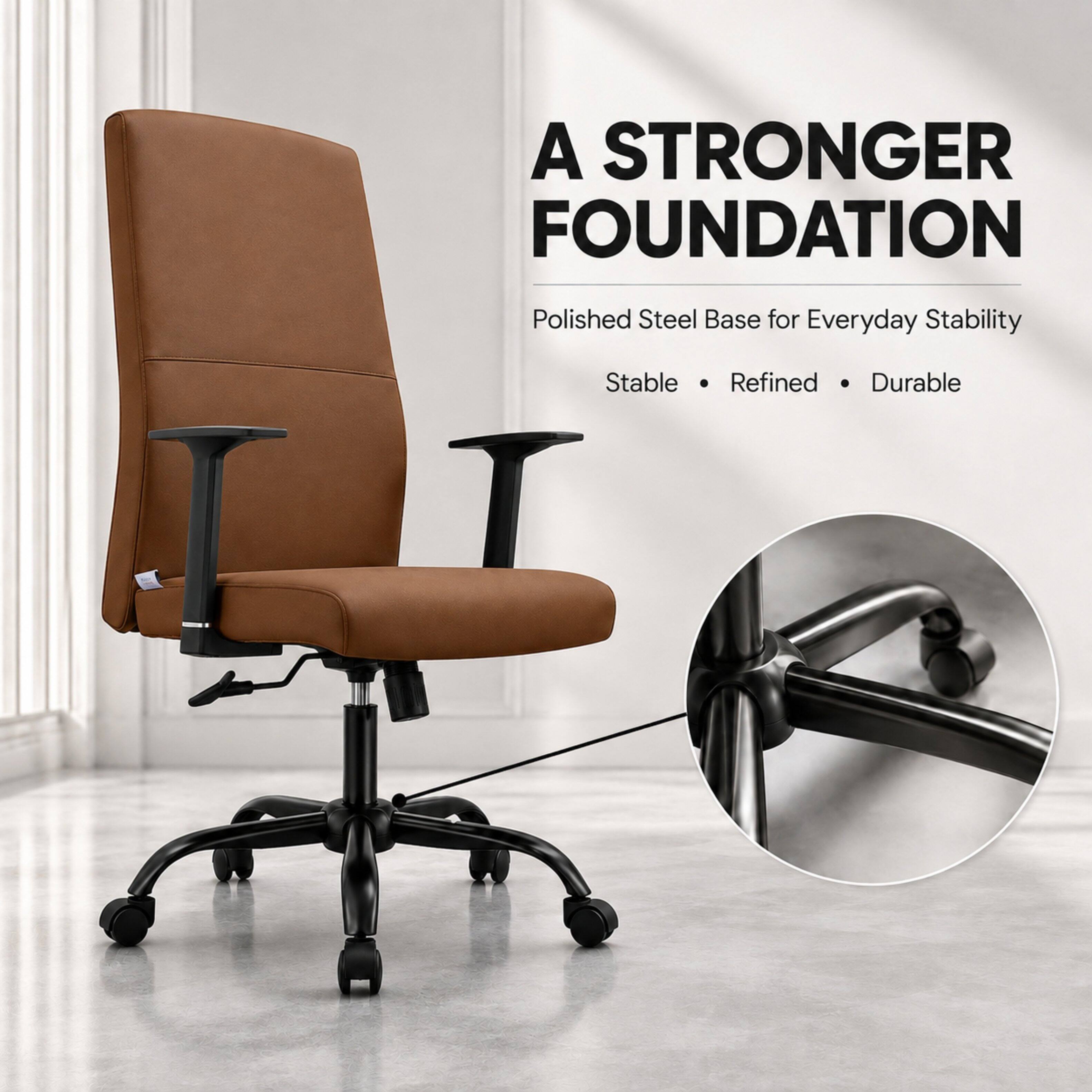 A STRONGER FOUNDATION  
Polished Steel Base for Everyday Stability  
Stable • Refined • Durable