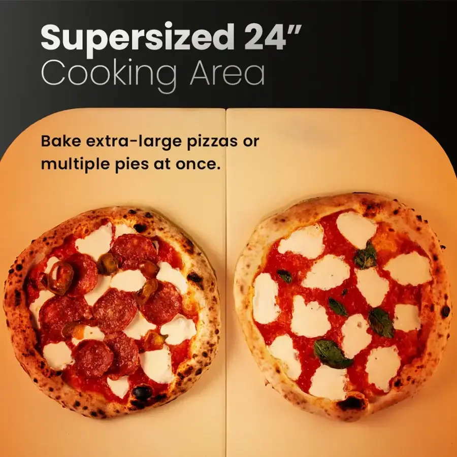Supersized 24" Cooking Area: Bake extra-large pizzas or multiple pies at once.