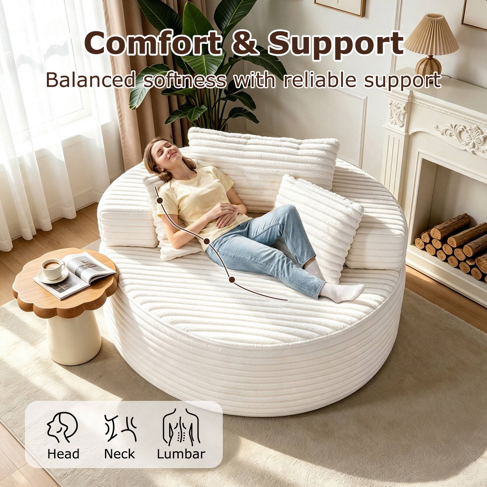Comfort & Support  
Balanced softness with reliable support  

Head  
Neck  
Lumbar