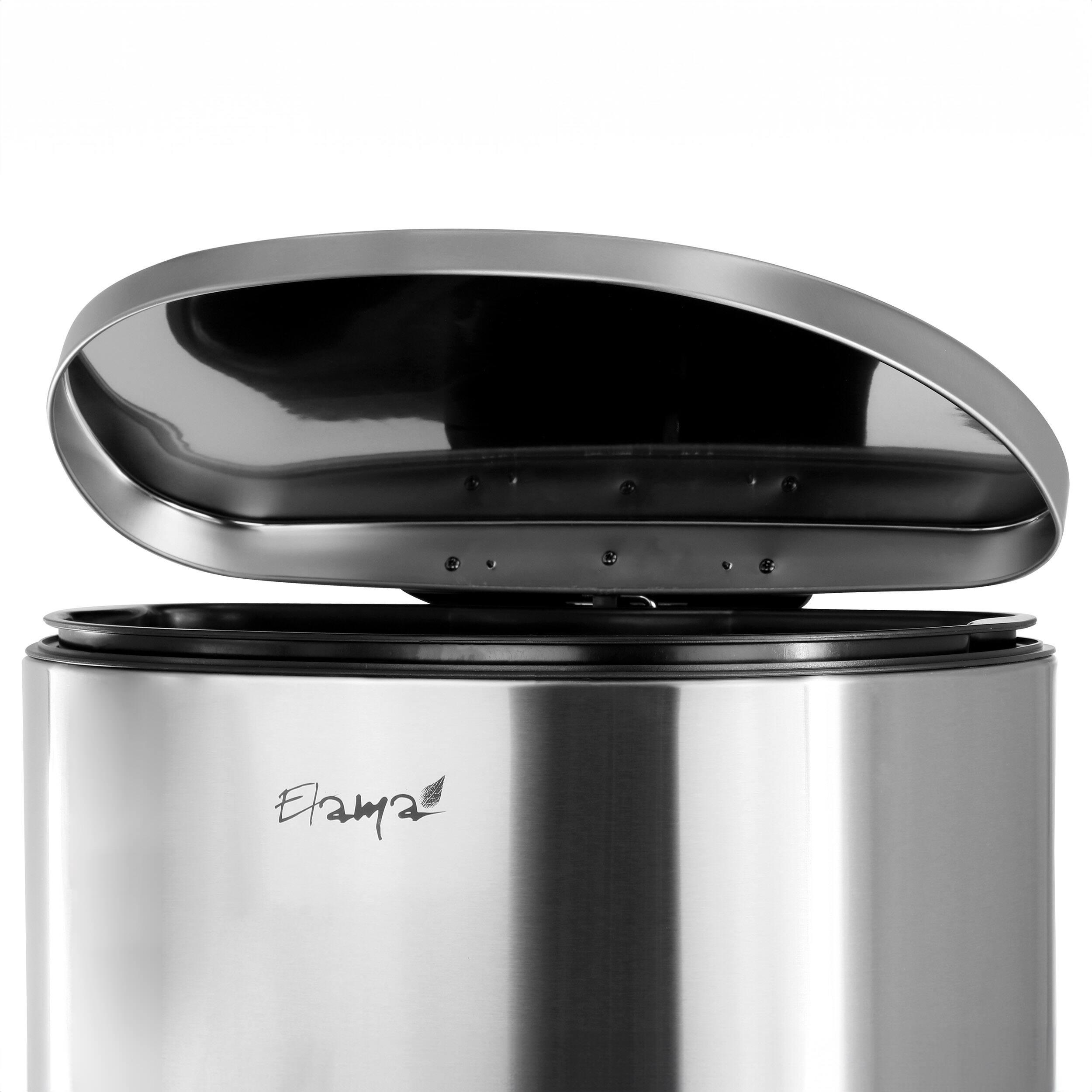 Alt View 3. Elama - Elama 50 Liter 13 Gallon Half Circle Stainless Steel Step Trash Bin with Slow Close Mechanism in Matte Silver - Silver.