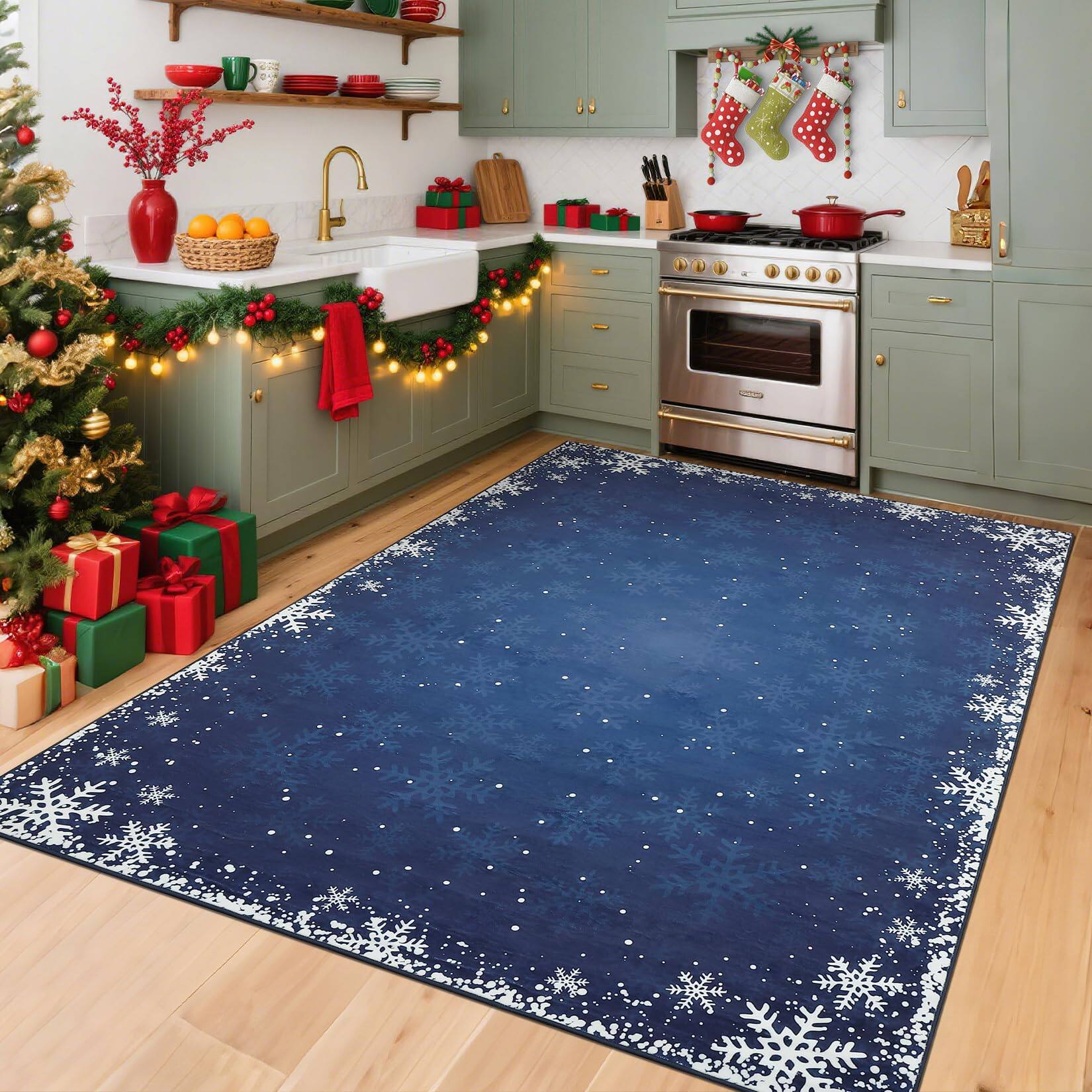 Xmas Snow Blue-2' x 6' (Runner)