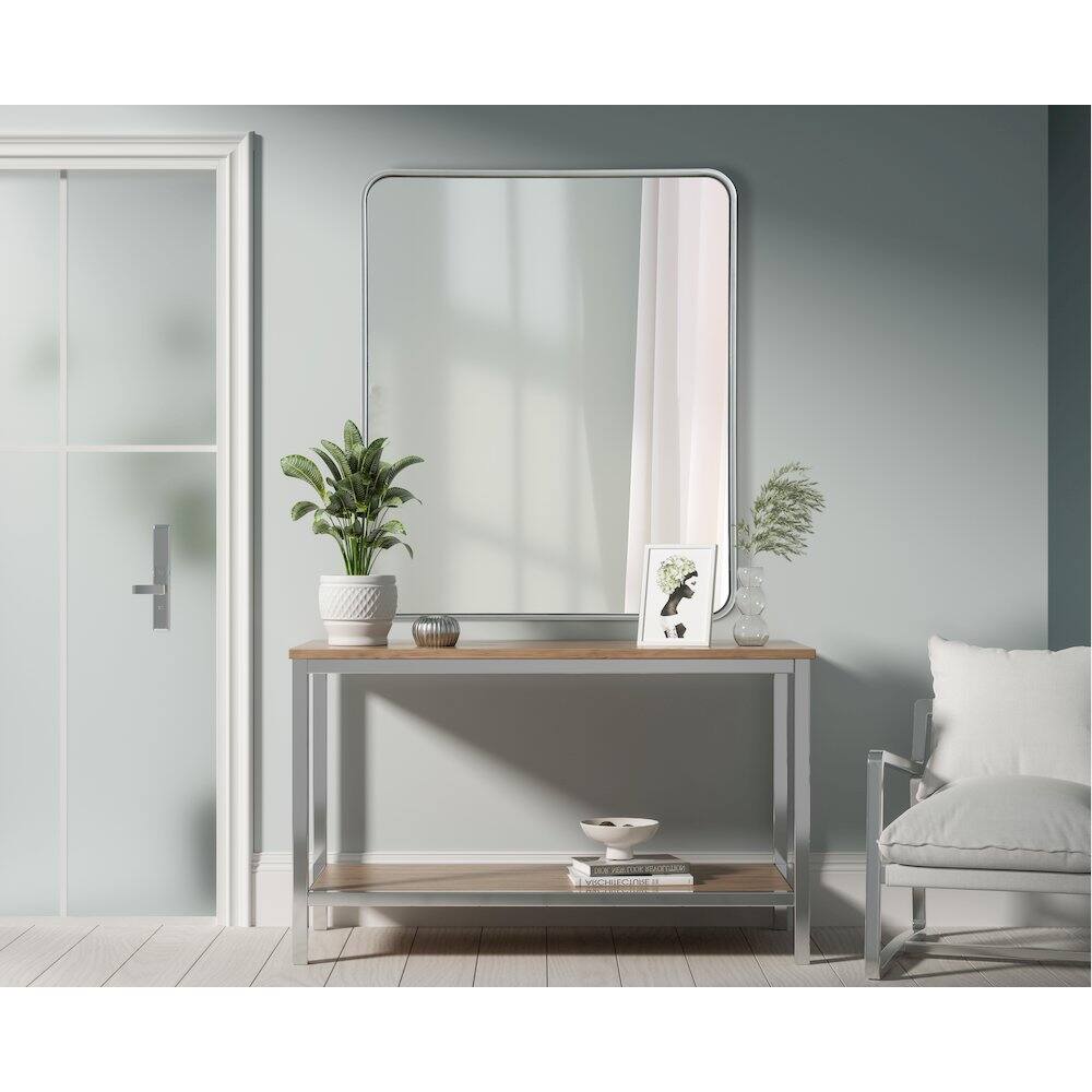 Alt View 7. Elegant Decor - Contour Metal Rectangle Mirror 30x36 in Silver - Silver.
