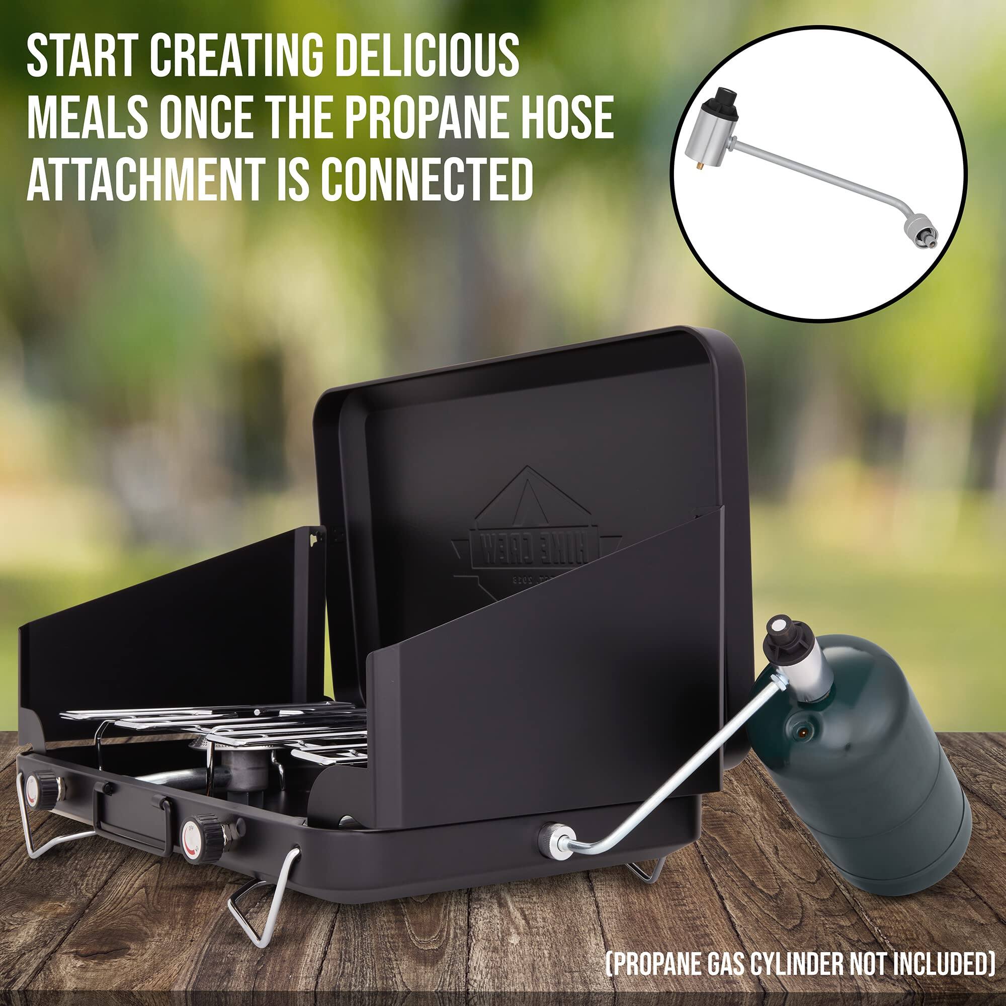 START CREATING DELICIOUS MEALS ONCE THE PROPANE HOSE ATTACHMENT IS CONNECTED  
[PROPANE GAS CYLINDER NOT INCLUDED]