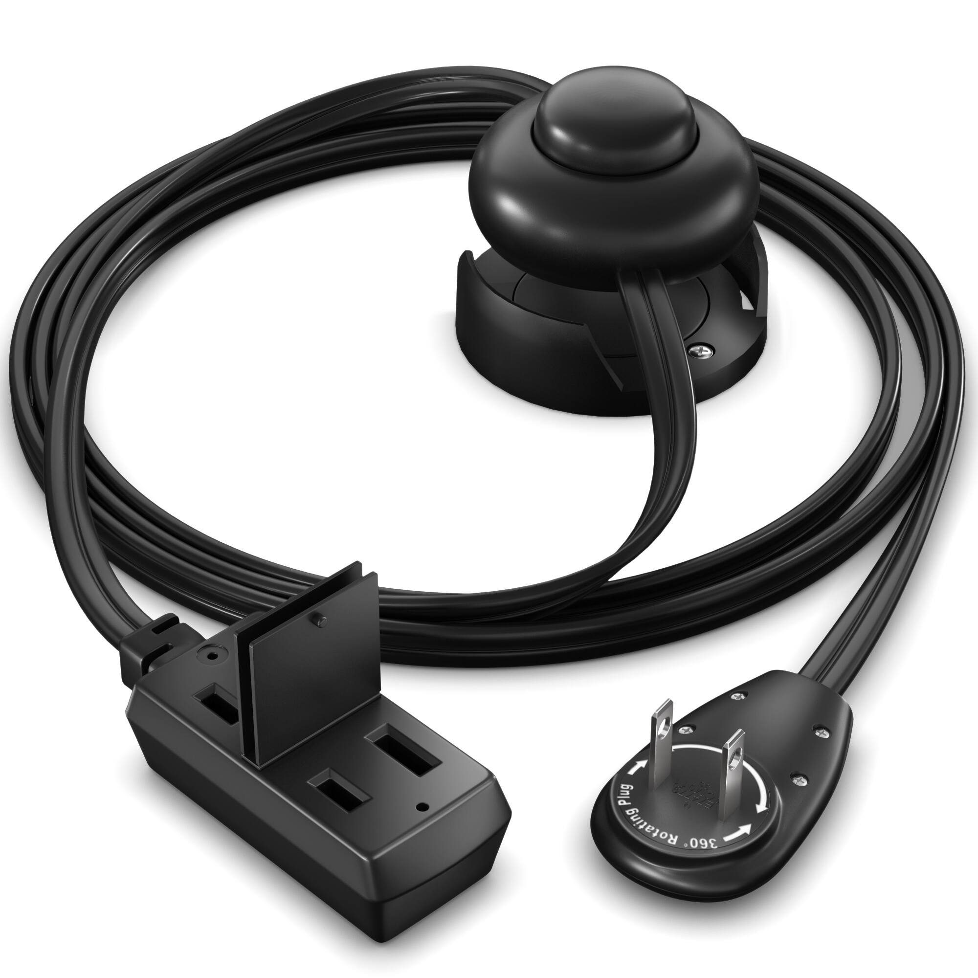 Maximm 3ft 360° Rotating Flat Plug Extension Cord with on and Off ...