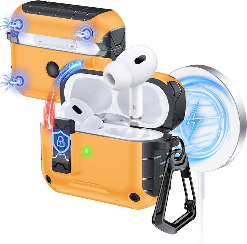 Front. RISOKEYS - Auto-Open for AirPods Pro 3 Gen Case with Built-in Magnets, [One-Press Auto-Open] [Compatible with Mag-Safe Charging].