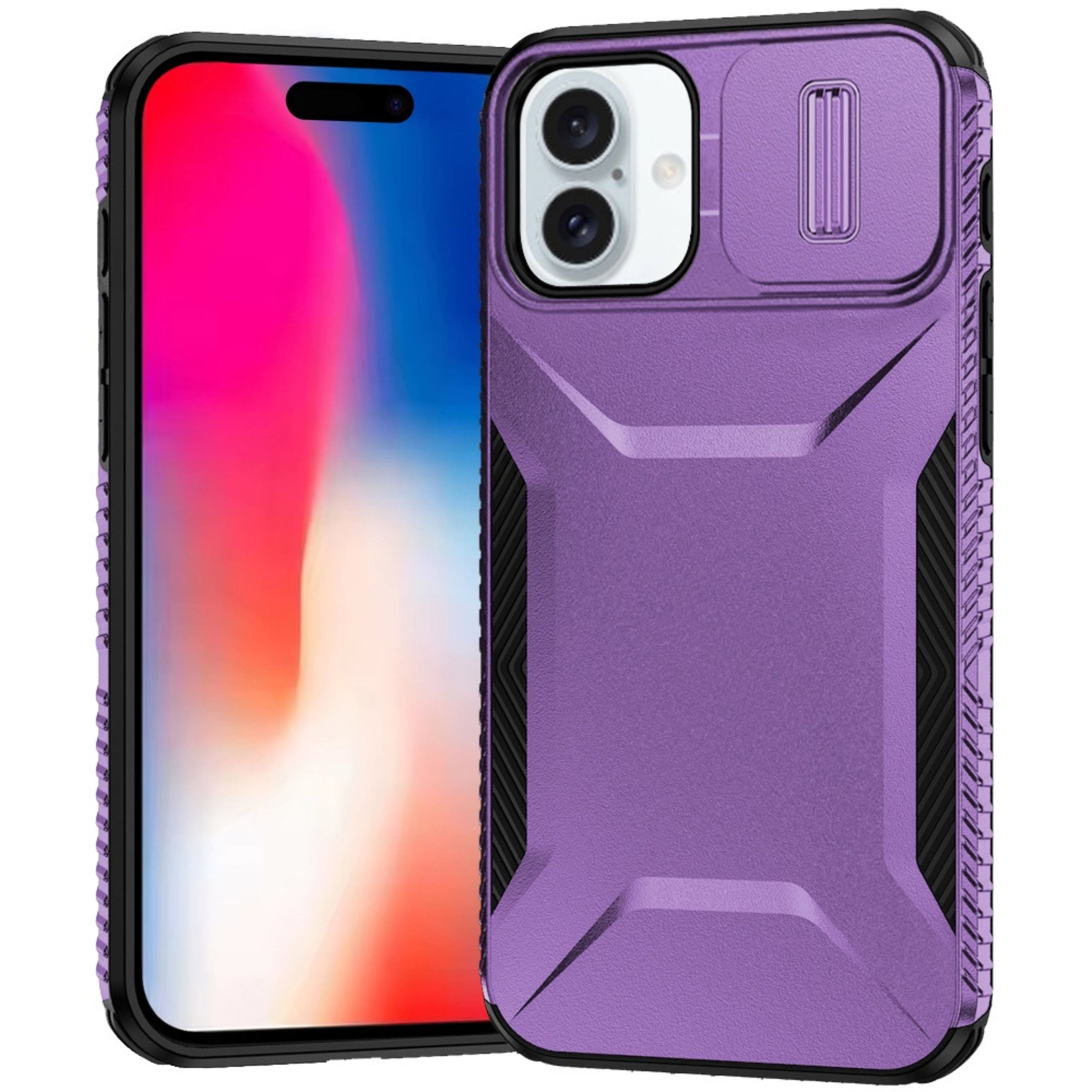 Kitcheniva - Rugged Side Grip Sliding Lens Cover Case With Tempered Glass For iPhone 16 - Purple price history on PriceWatchPro