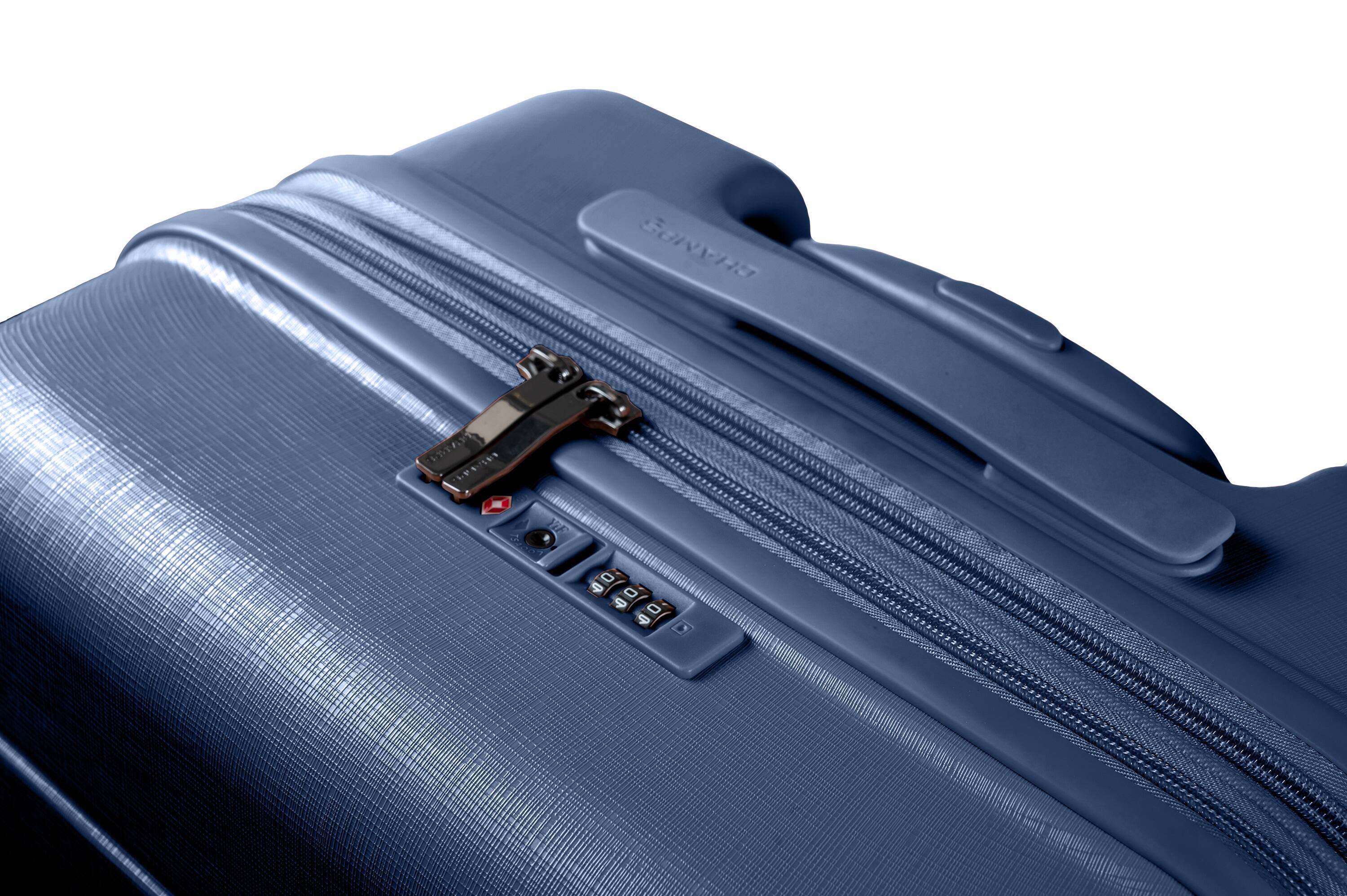 Left. Champs - Linen 3-Piece Hardside Luggage Set - Navy.