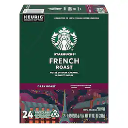 Starbucks - French Roast Coffee Keurig K-Cup Pods, Dark Roast, 24/Box (SBK18996)