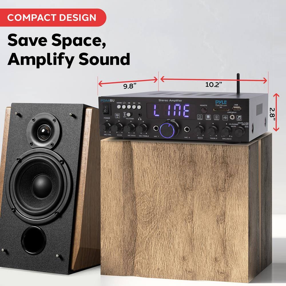 COMPACT DESIGN  
Save Space, Amplify Sound  

9.8"  
10.2"  
2.8"  

Stereo Amplifier  
L 10E  

PYLE  
PYLEUSA.com  

USB  
LINE IN  
REMOTE  
VOLUME  
BASS  
TREBLE  
BALANCE  
MIC 1  
MIC 2  
ECHO  
MIC BOOST  
MIC 1  
MIC 2  
BASS  
TREBLE  
BALANCE  
MIC VOL  
ECHO  
MIC BOOST  
MIC 1  
MIC 2  
BASS  
TREBLE  
BALANCE  
MIC VOL  
ECHO  
MIC BOOST  
MIC 1  
MIC 2  
BASS  
TREBLE  
BALANCE  
MIC VOL  
ECHO  
MIC BOOST  
MIC 1  
MIC 2  
BASS  
TREBLE  
BALANCE  
MIC VOL  
ECHO  
MIC BOOST  
MIC 1  
MIC 2  
BASS  
TREBLE  
BALANCE  
MIC VOL  
ECHO  
MIC BOOST  
MIC 1  
MIC 2  
BASS  
TREBLE  
BALANCE  
MIC VOL  
ECHO  
MIC BOOST  
MIC 1  
MIC 2  
BASS  
TREBLE