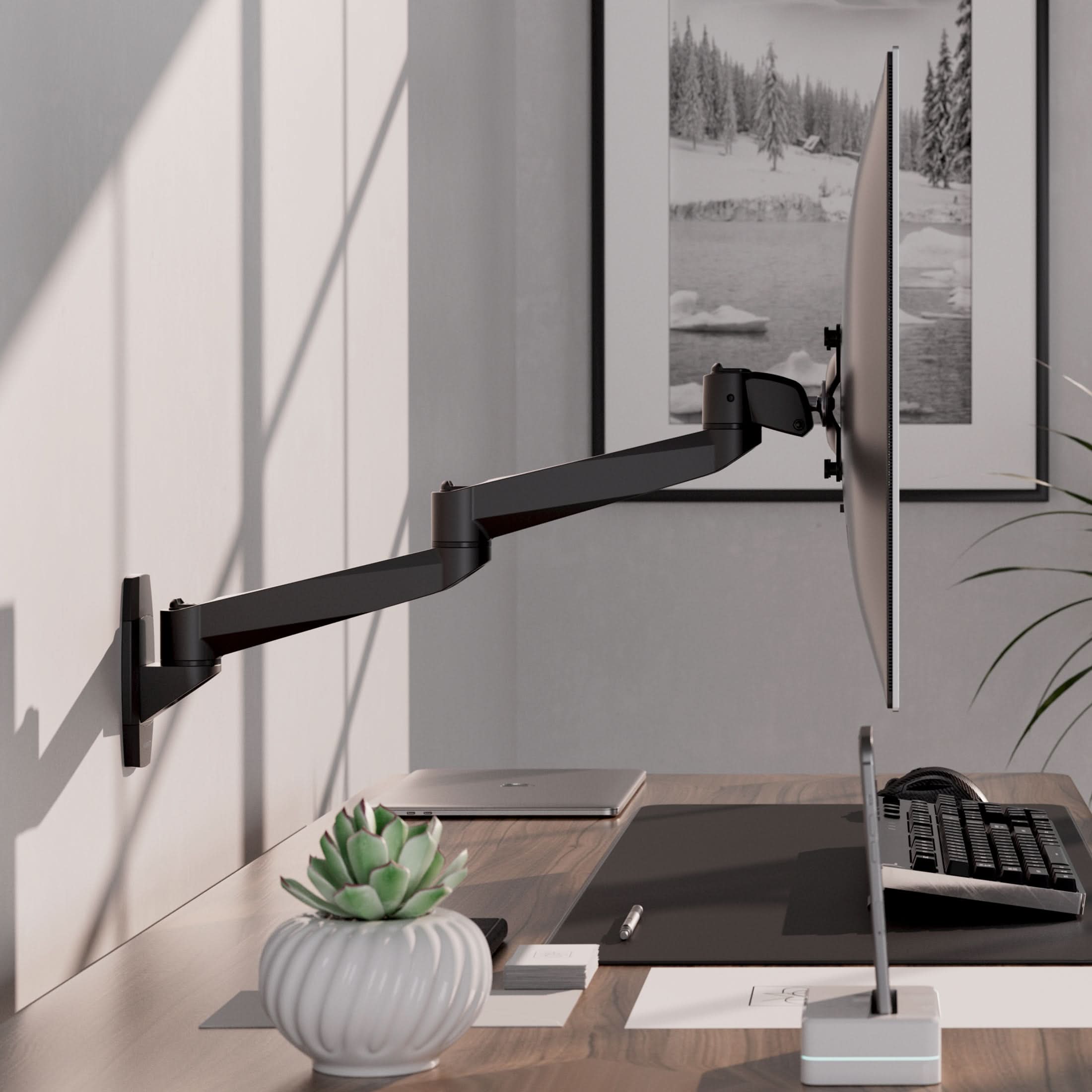 Back. Mount-It! - CLiX Series Multi-Jointed Monitor Wall Mount for 13"-34" Screens, Swivel & Tilt, Black - Black.