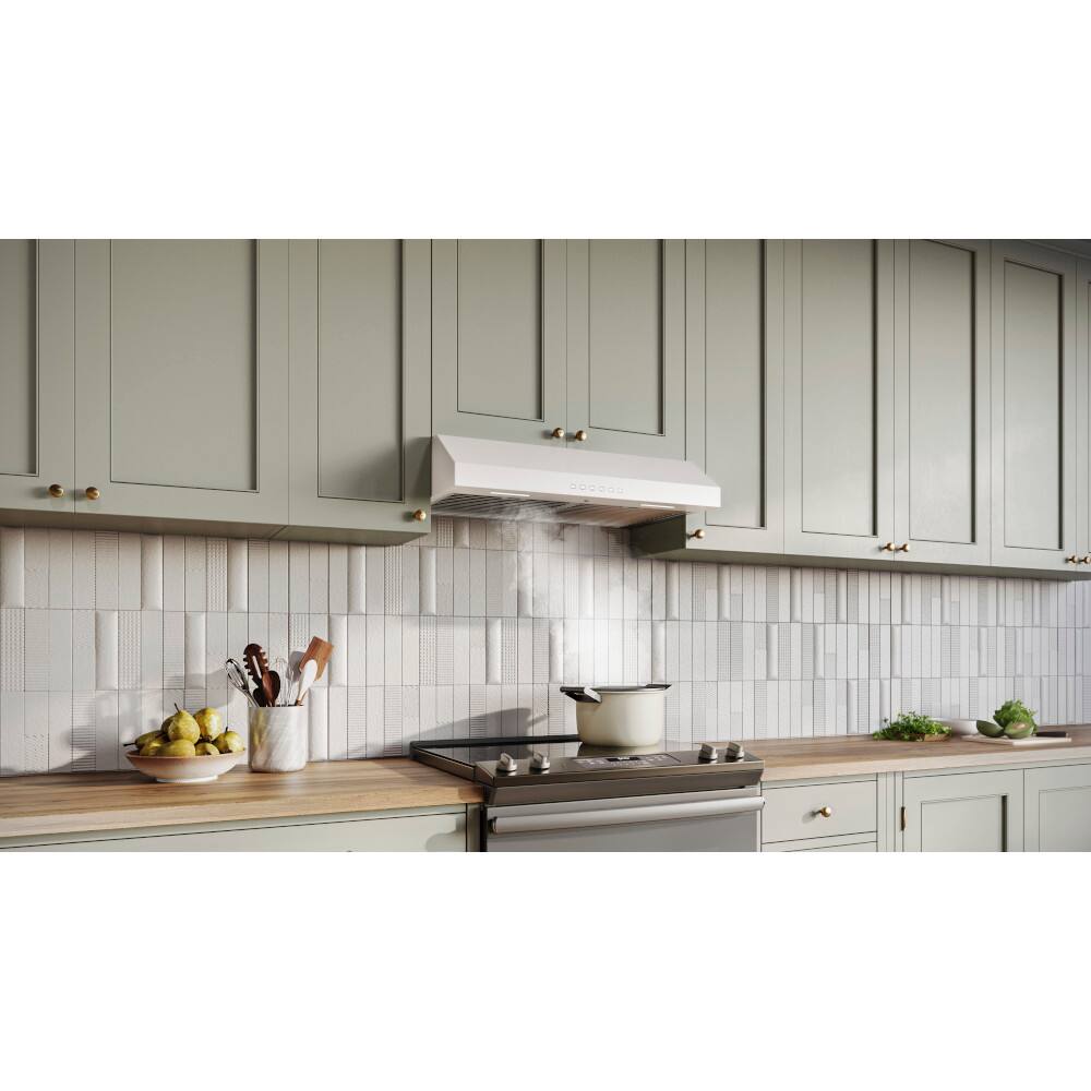 Alt View 14. Broan - Glacier 30-Inch 490 MAX Blower CFM 1.0 Sones White Range Hood - White.