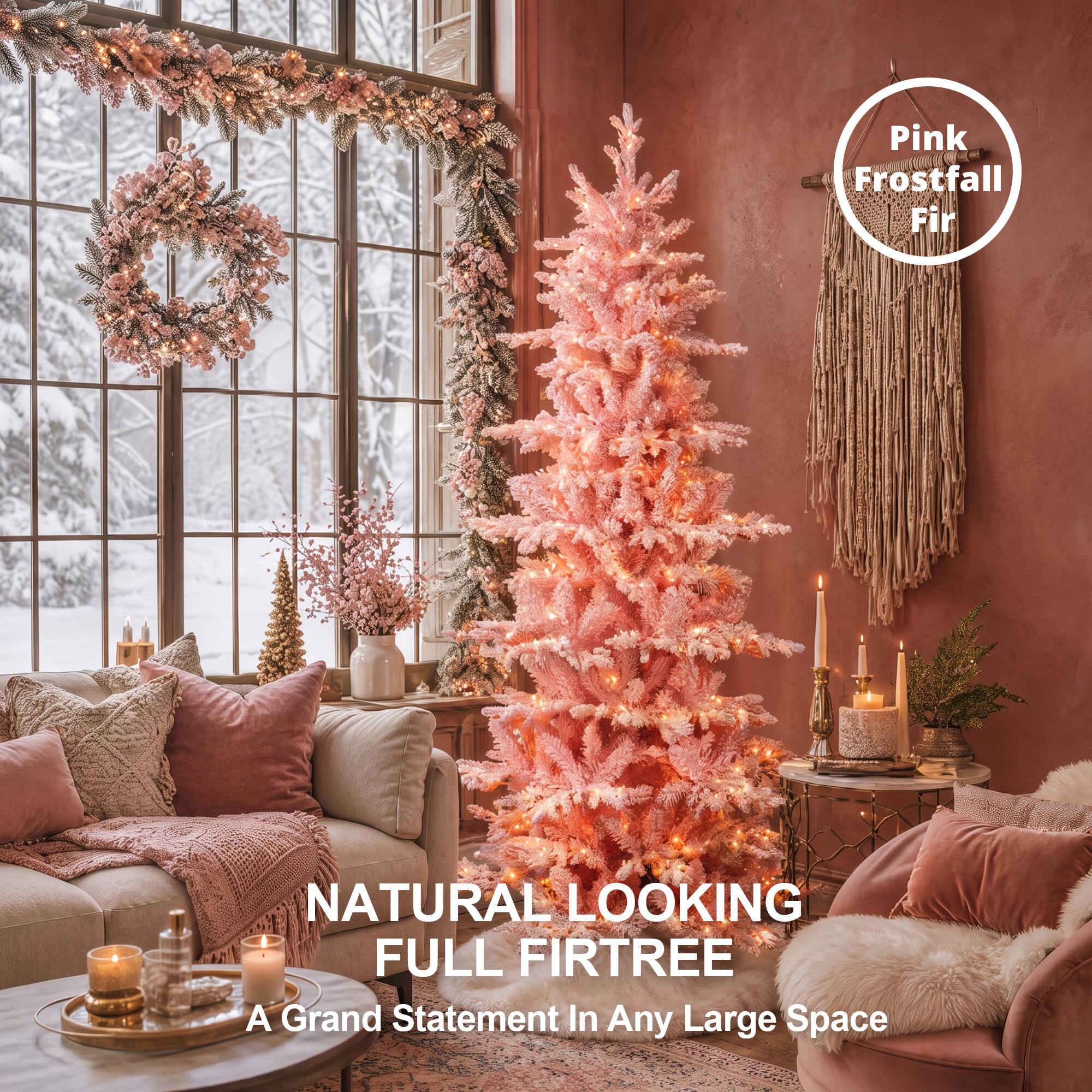 Pink Frostfall Fir

NATURAL LOOKING FULL FIR TREE
A Grand Statement In Any Large Space