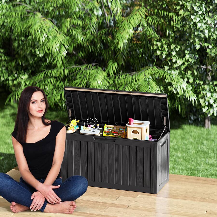 Large Outside Storage Containers JETRANSPORT 80 Gallon Waterproof Large Deck Box Indoor outdoor Lockable ...