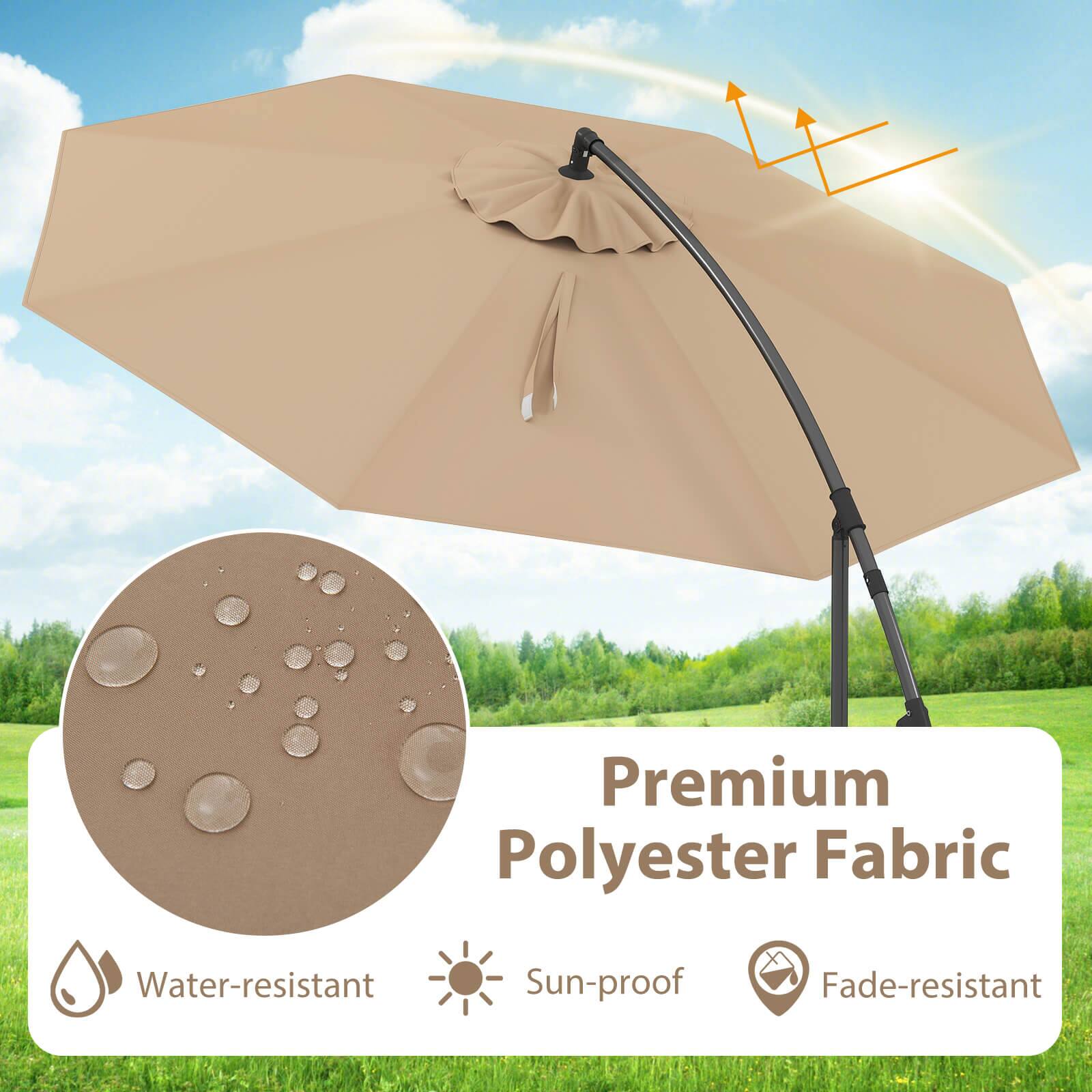 Premium Polyester Fabric  
Water-resistant  
Sun-proof  
Fade-resistant