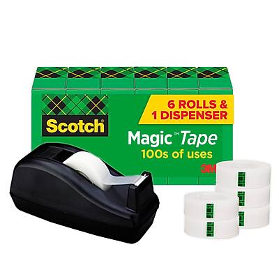 Scotch - Magic Tape with Dispenser, 3/4" x 27.77 yds., 1" Core, 6 Rolls/Pack - Invisible
