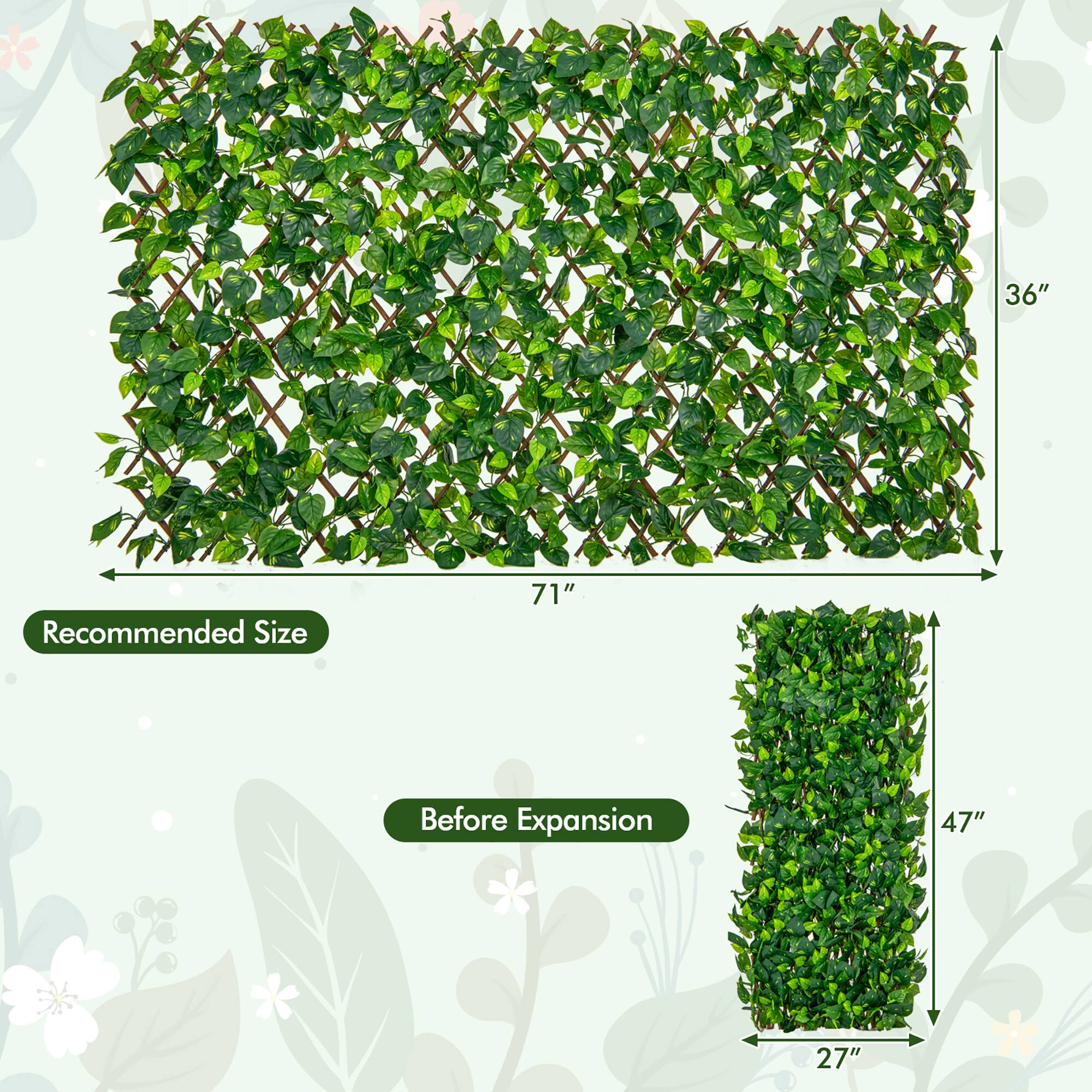 36" Recommended Size  
71" Before Expansion  
47"  
27"