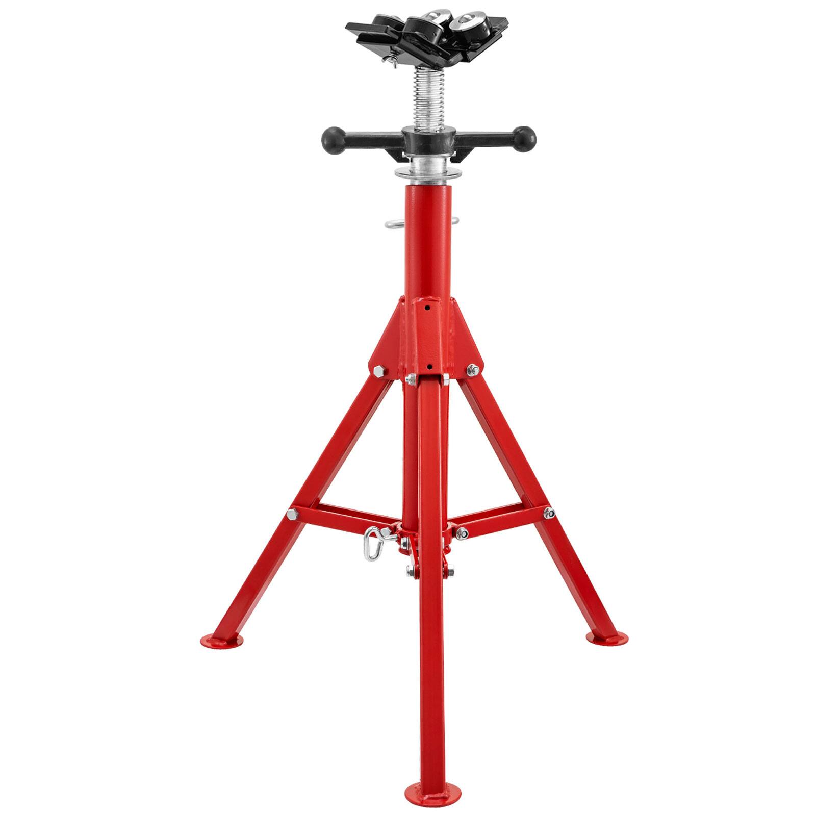 Alt View 5. VEVOR - Pipe Stand with 4-Ball Transfer V-Head and Folding Legs, 1500LBS Capacity Welding Pipe Stand Adjustable Height - Red.