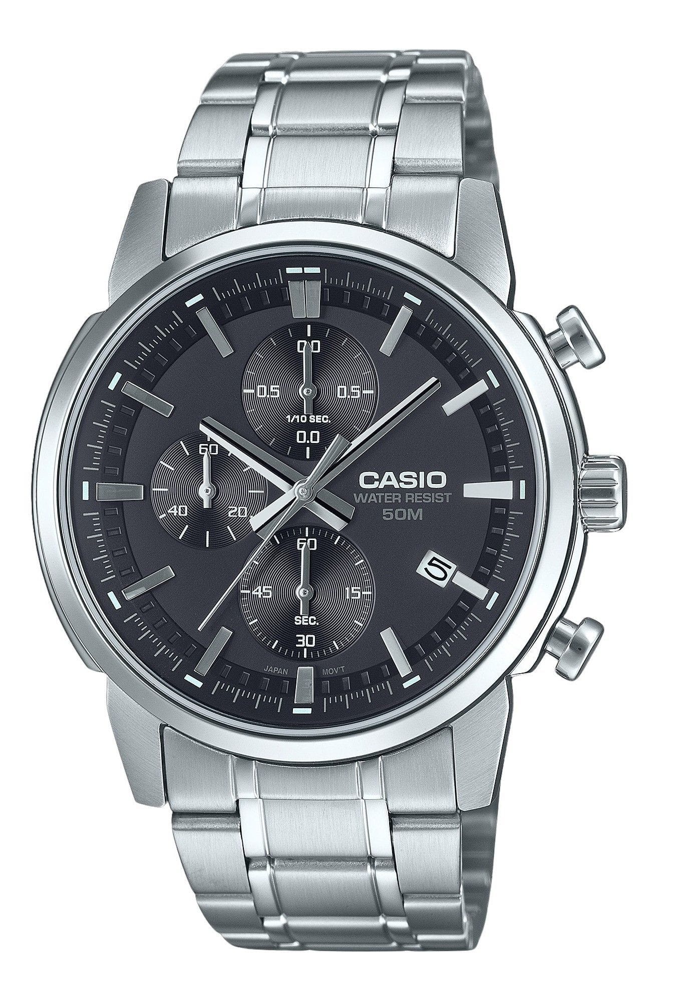 Casio - Standard Analog Chronograph Stainless Steel Dial Quartz MTP-E510D-1A1V Men's Watch - Black