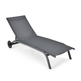Kadyn - Outdoor Chaise Lounge Chair, 6-Poisition Adjustable Outdoor Chaise Recliner with Wheels - Gray