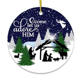 OrnamentallyYou - O Come Let us Adore Him Nativity Birth of Christ Christmas Ornament - Multi-colored