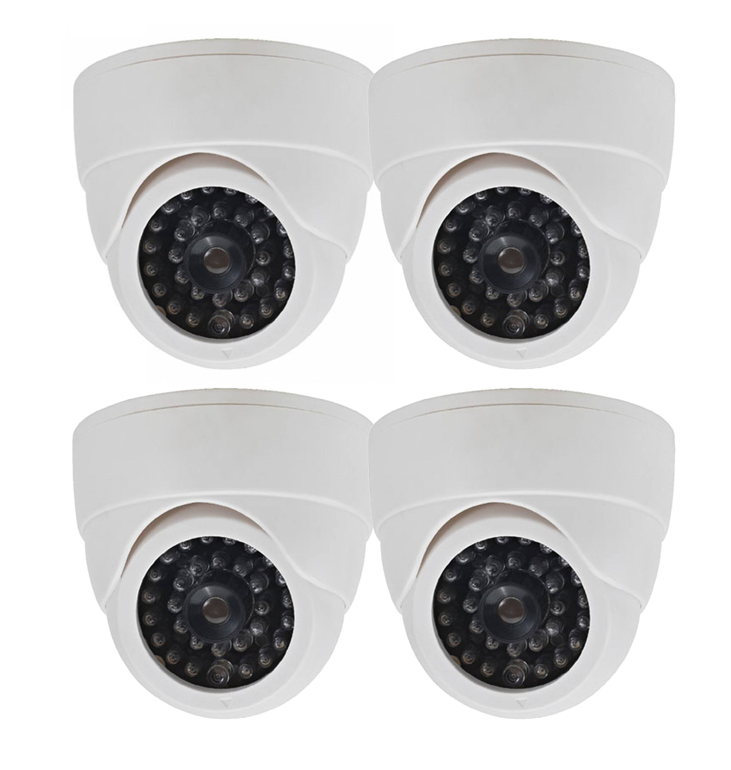 Angle. SPT - Fake/Decoy Security Dome Camera with LED Light (4-Pack) - White.
