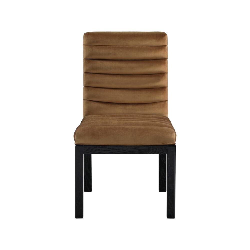 Alt View 1. Meridian Furniture - Evelyn Saddle Velvet Dining Chair - Brown.