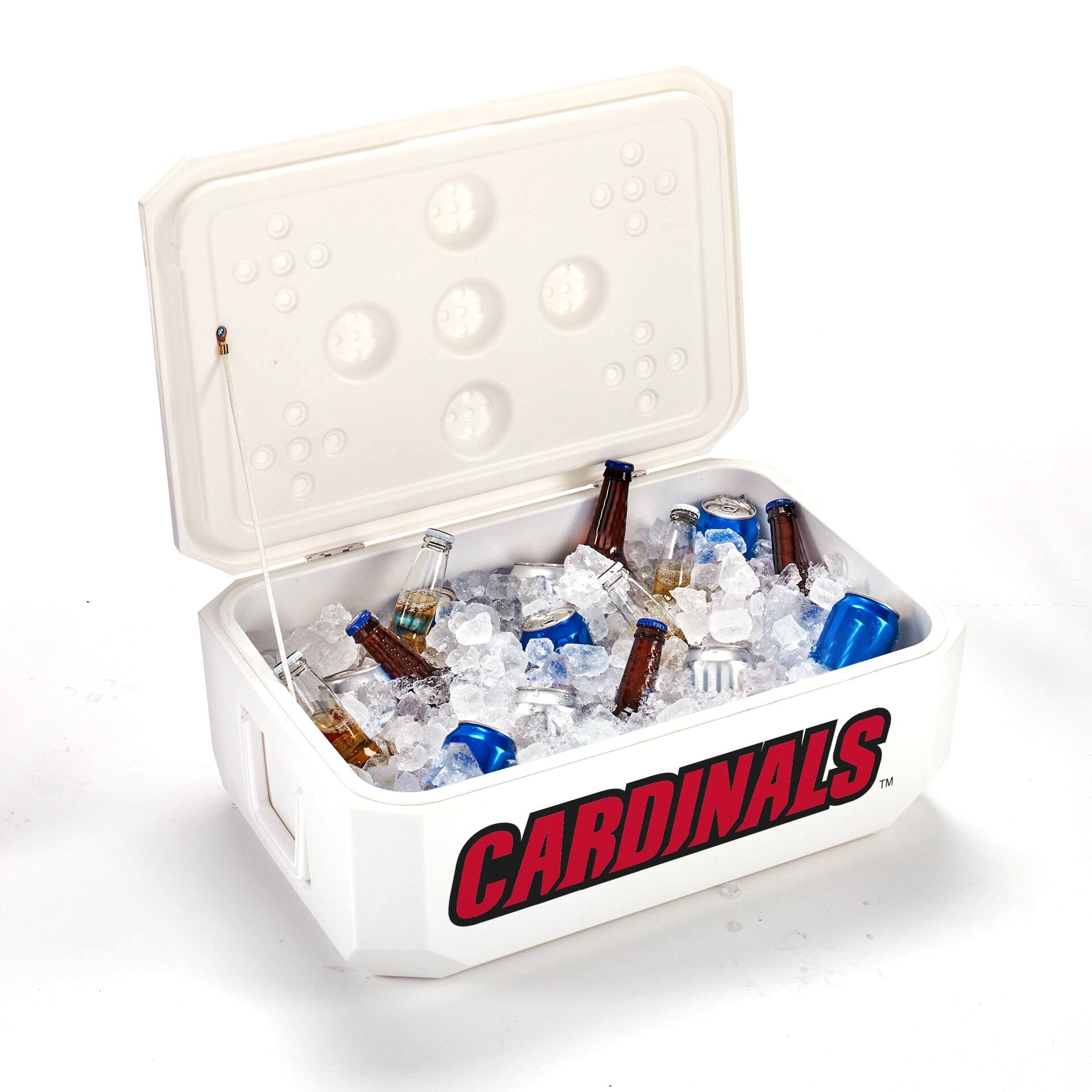Alt View 1. Indigo Falls - White Louisville Cardinals 40-Can Cornhole Cooler - White.